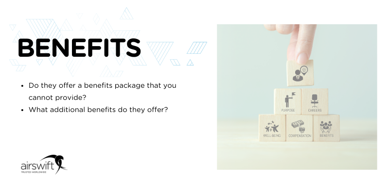 Stacked wooden blocks depicting benefits-related icons, with text about benefit offerings and packages.