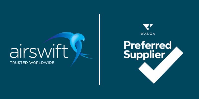 Airswift and WALGA logos against a navy blue background